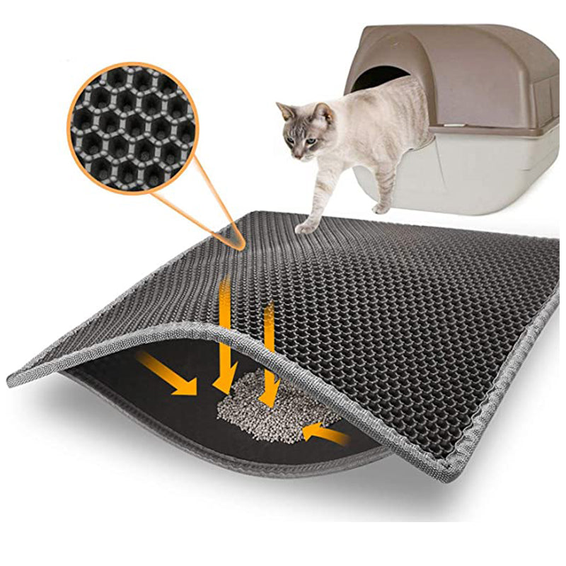 Honeycomb Double Layer Cat Litter Mats Urine Waterproof Scatter Control Catcher Litter EVA Cat Litter Trapping Mats